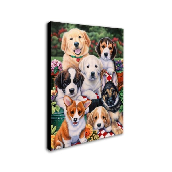 Jenny Newland 'Garden Puppies' Canvas Art,24x32